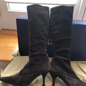 Stuart  Weitzman Brown Suede Bootpoint CalfStretch